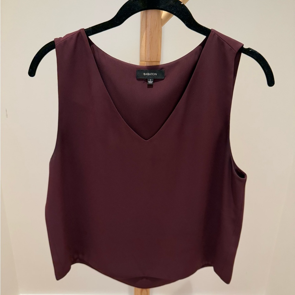 Aritzia Babaton V-neck blouse in maroon
